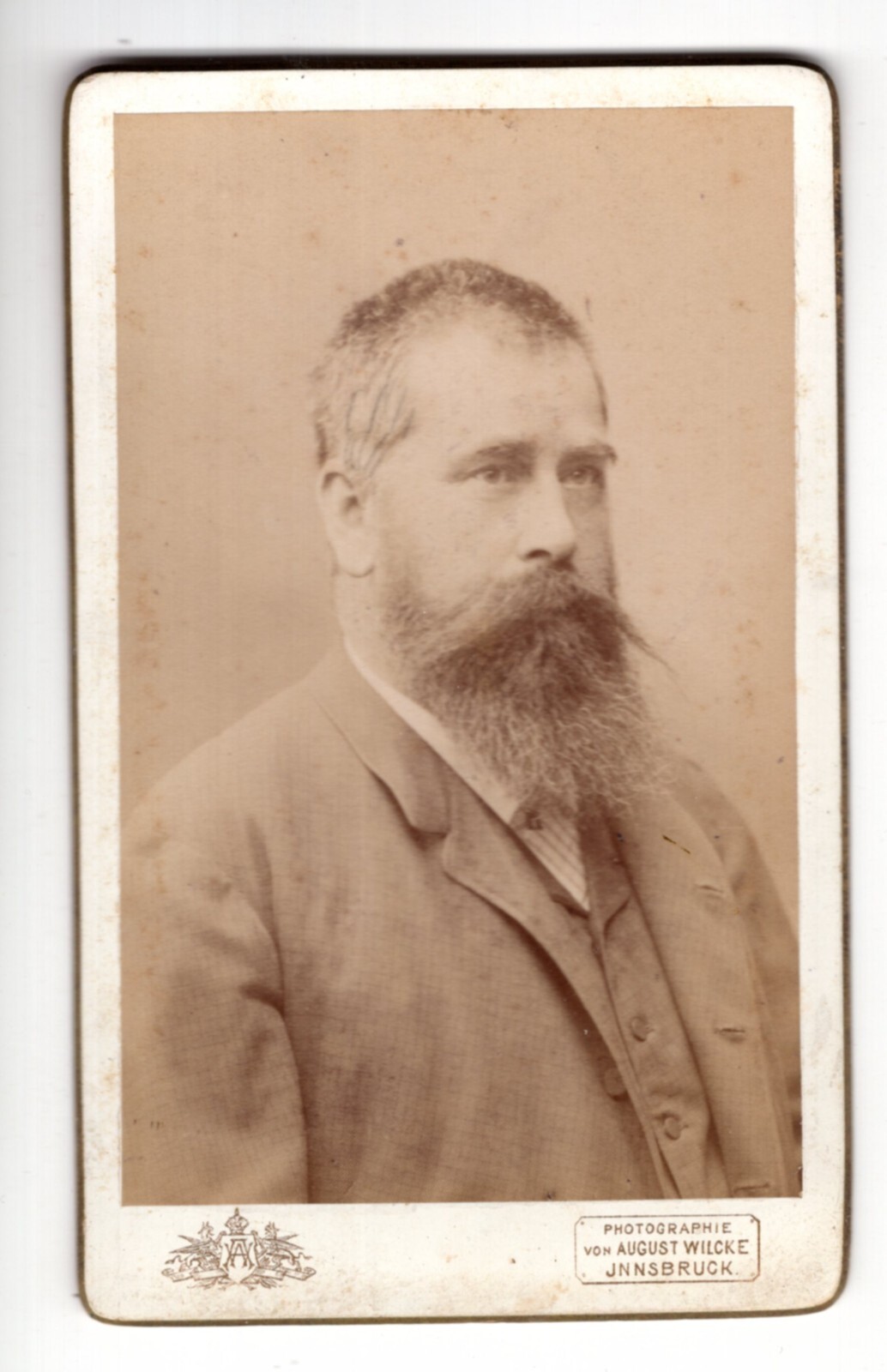 Antique CDV Circa 1890s August Wilcke Handsome Bearded Man Innsbruck Austria