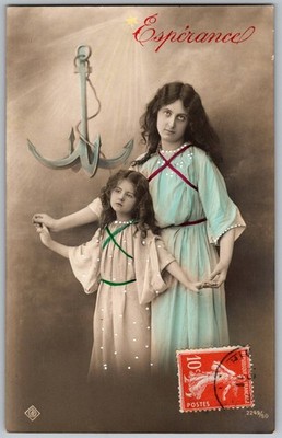 Antique RPPC Postcard Esperance Anchor Enchanted Maiden 1900s