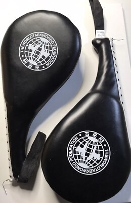 Martial Arts Black Double Hand Paddle Clapper Pads. Pair. Pre- Owned