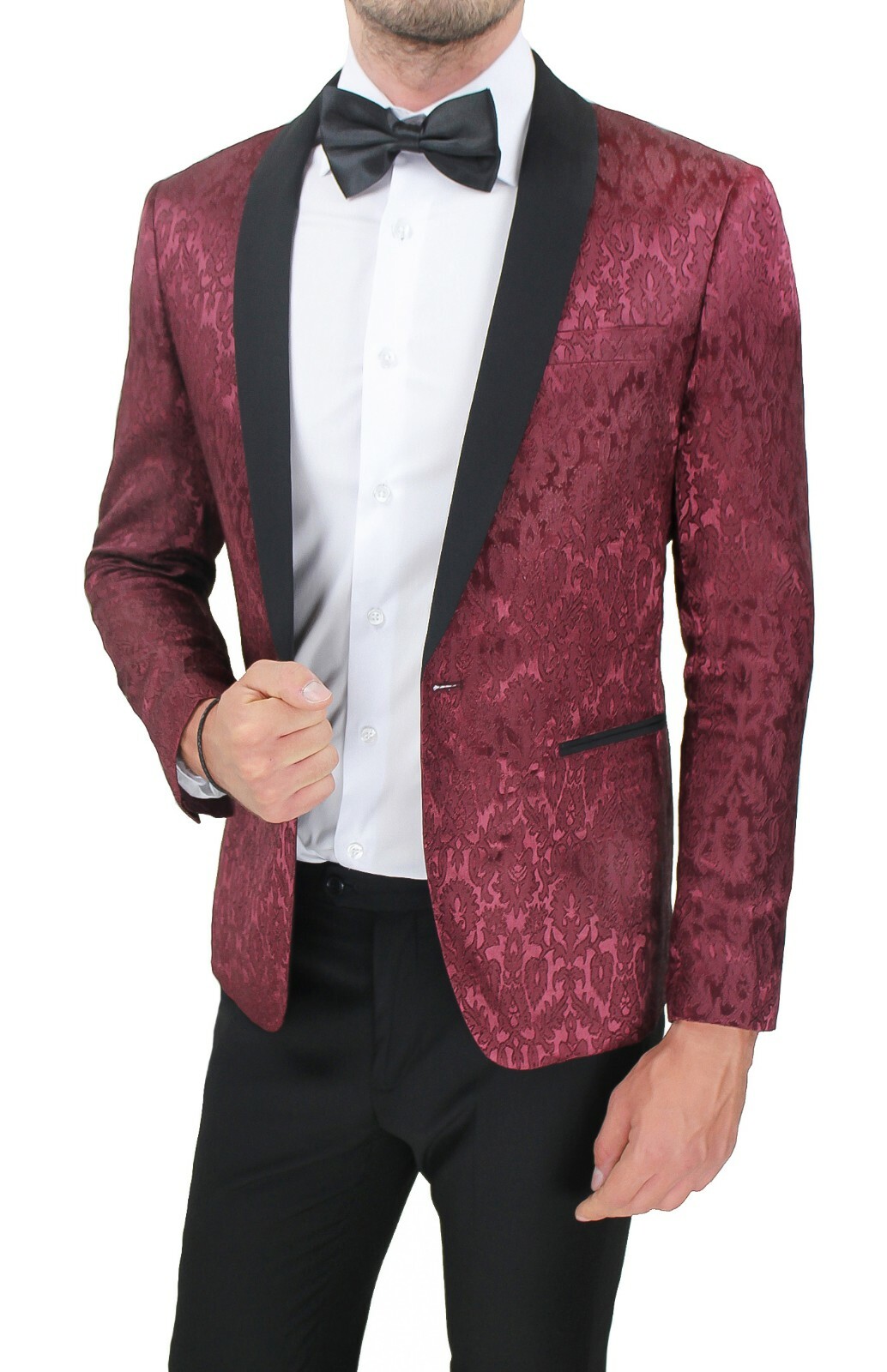 ABITO COMPLETO UOMO SARTORIALE BORDEAUX ELEGANTE RASO DAMASCATO SPOSO  TESTIMONE