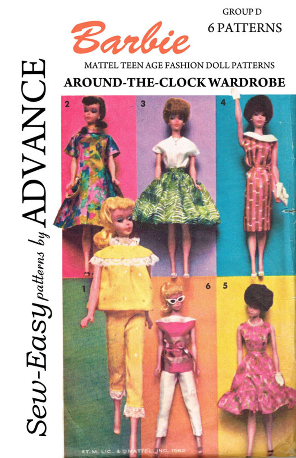 advance 2896 - 11 1/2 inch doll (barbie) sewing pattern