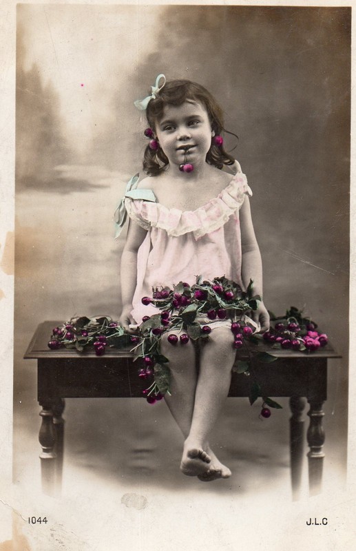 Bl022 Carte Photo Vintage Card Rppc Enfant Mode Fashion Colored ColoriÃ© Flower