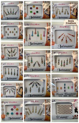 6  packs of  Bindis Long Pack Assorted Styles Colors many colors gold silver