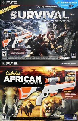 NEW PS3 Cabela's DOUBLE GUN BUNDLE Shadows of Katmai + African Adventures Games