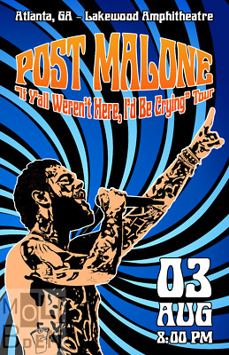 Post Malone New Rap Vintage Concert Poster Austin Stoney [11''x17'' UNFRAMED]