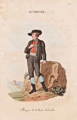 Oberösterreich Österreich Austria costume Trachten etching Aquatinta 1820