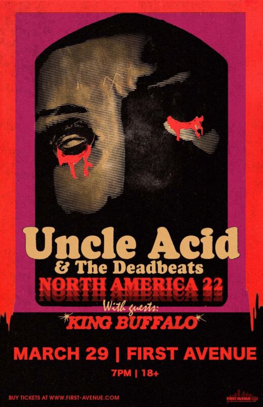 UNCLE ACID / KING BUFFALO "NORTH AMERICA TOUR" 2022 MINNEAPOLIS CONCERT POSTER