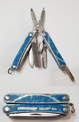 Leatherman Squirt ES4 Stainless Steel Multitool Keychain Blue Rare Retired