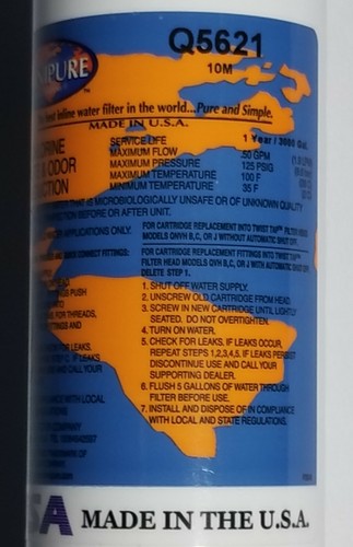 Omnipure Q5621 Quick-Change Carbon Block Filter Chlorine Taste & Odor Reduction