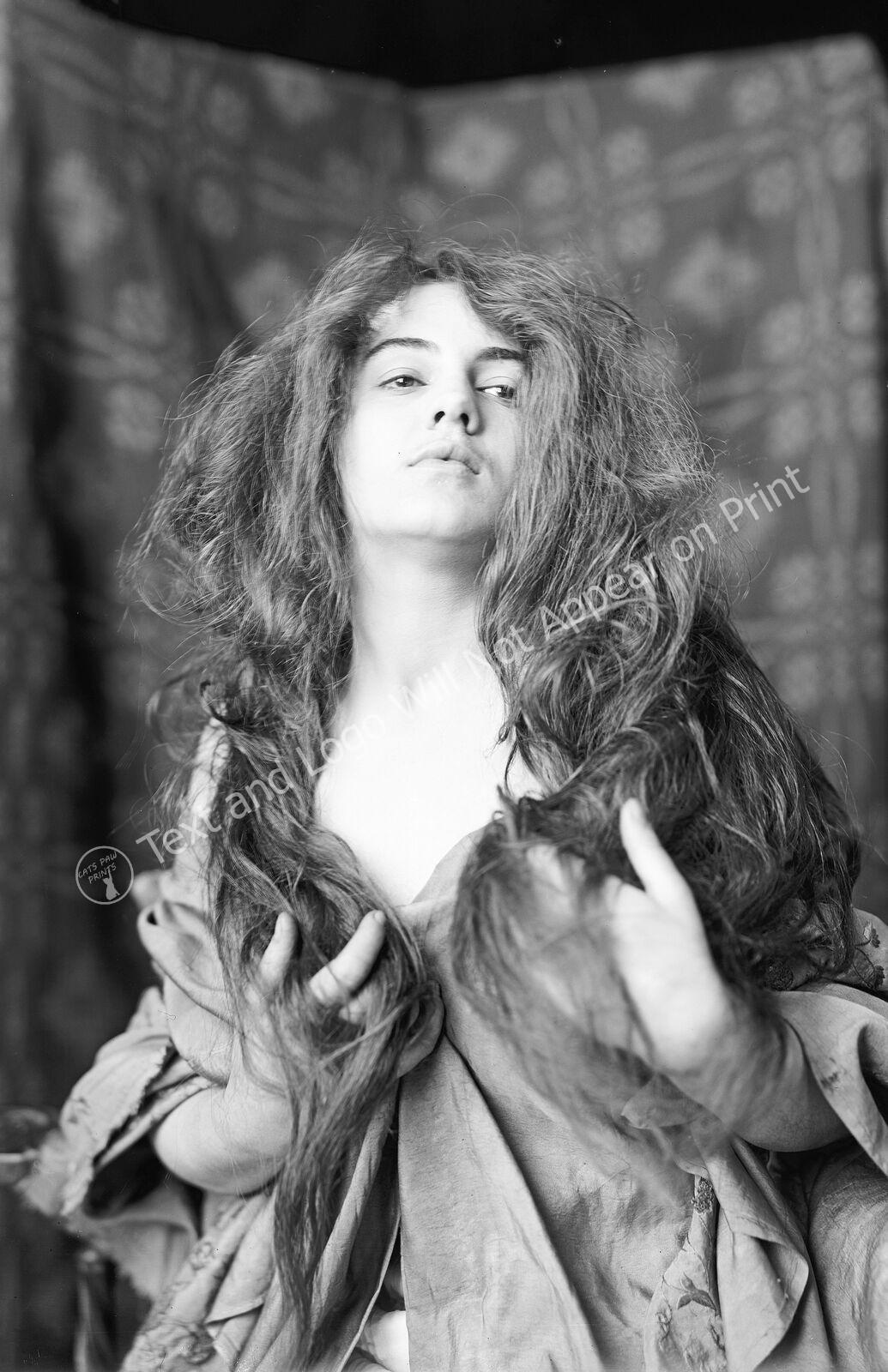 1890-1906 Model with Her Hair Down Vintage Old Photo 11" x 17" Reprint