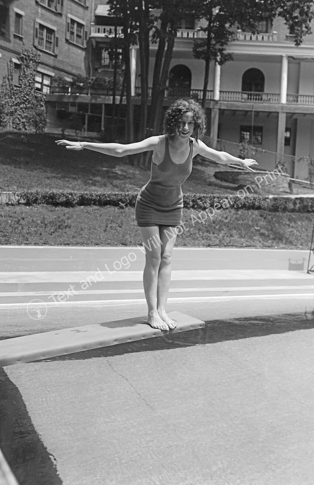 1924 Woman on Diving Board at Swimming Pool Vintage Old Photo 11" x 17" Reprint