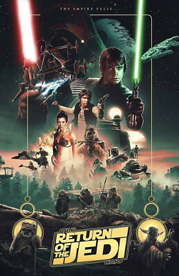AA4238 Star Wars Return of the Jedi Film 1983 Green Movie Poster 11x17