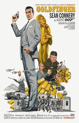 Goldfinger movie poster  -  11'' x 17''  - Sean Connery, James Bond 007