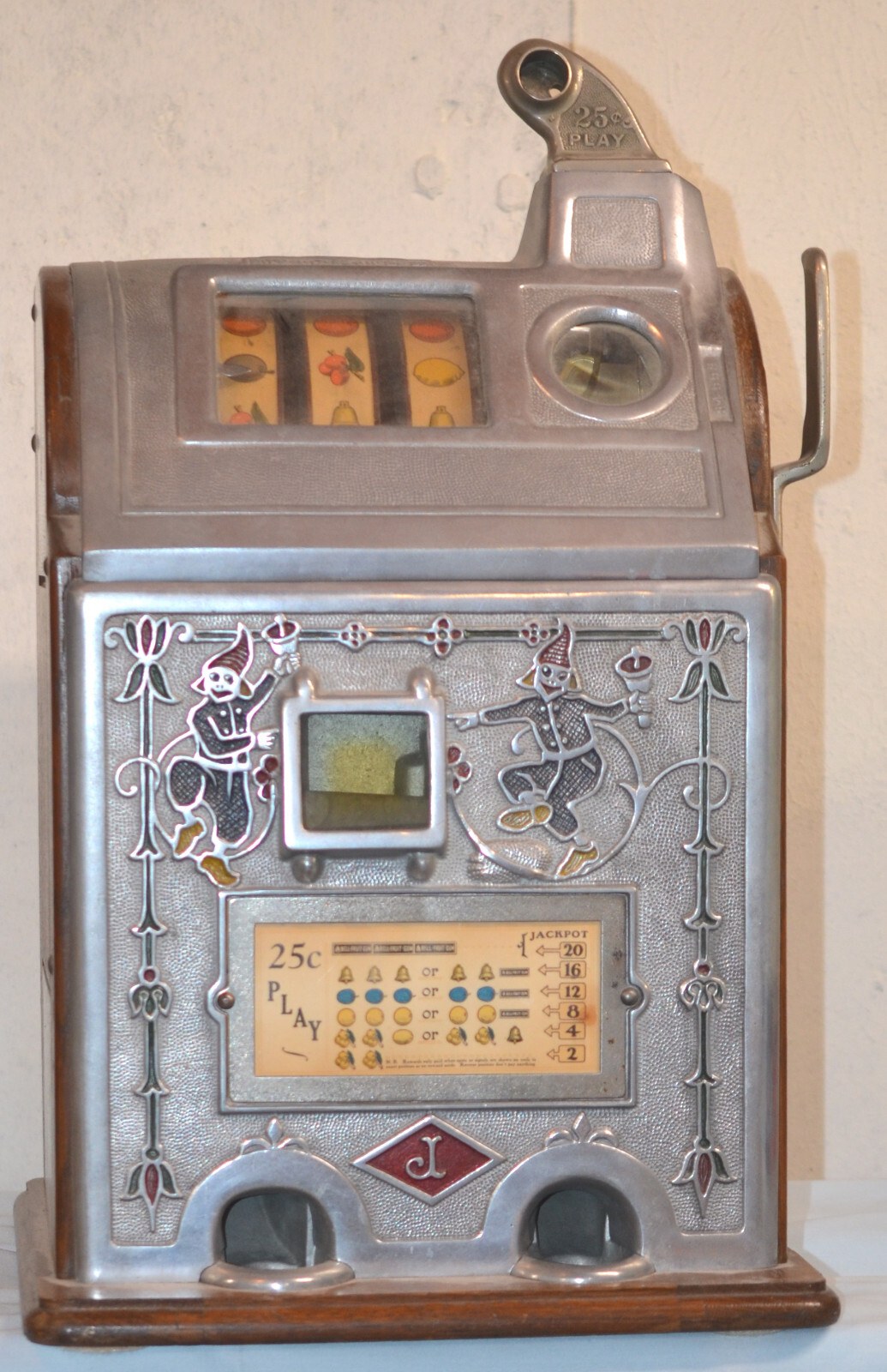 Jennings Dutch Boy 25 Cent Slot Machine, VG-EX, Works & Pays