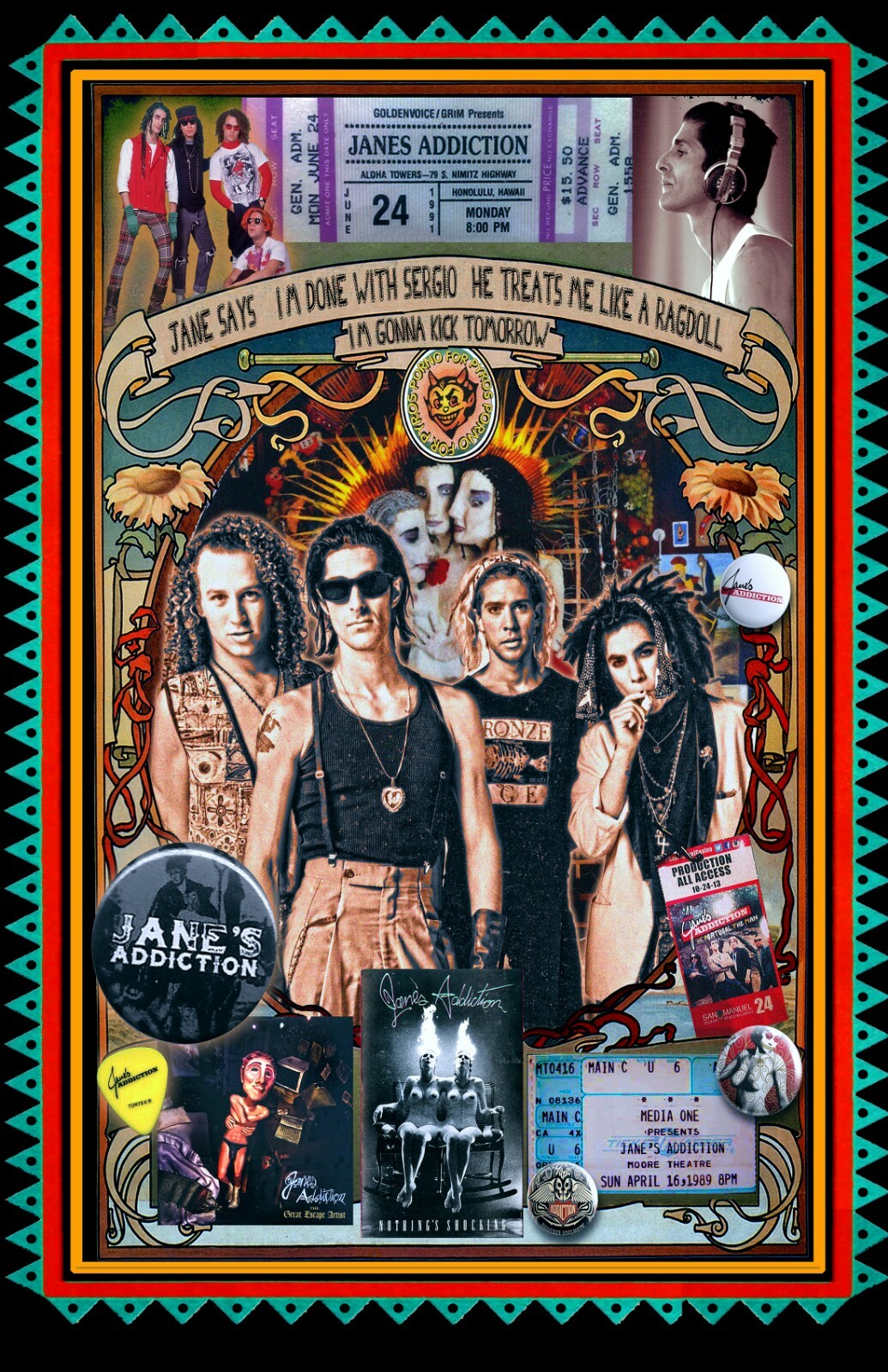 KOZIK JANE'S ADDICTION ポスター Jane's Addiction Kozik 1990