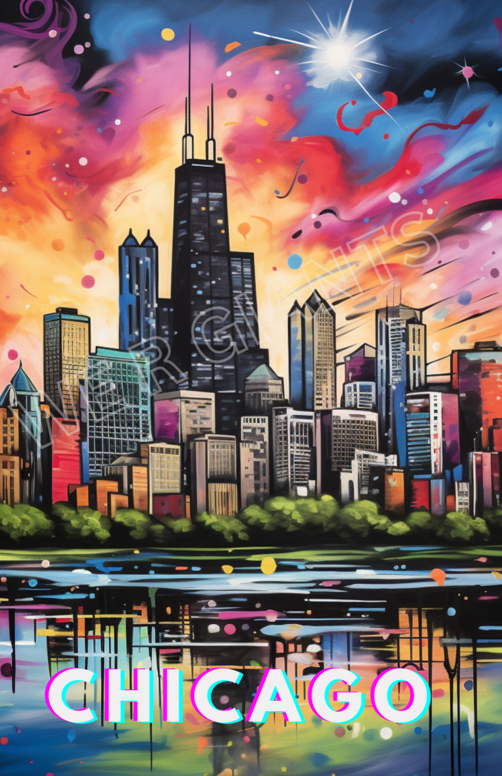 chicago-skyline-poster-print-11x17-chicago-cityscape-chicago-wall-decor-ebay