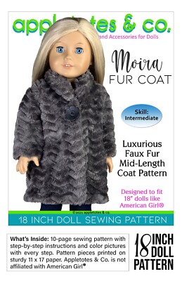 Moira Fur Coat 18 Inch Doll Sewing Pattern | Fits 18'' Dolls like American Girl