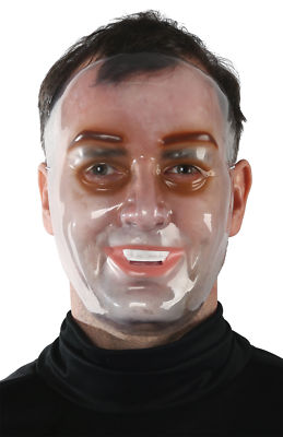 Young Male Mask Transparent Plastic Face Halloween