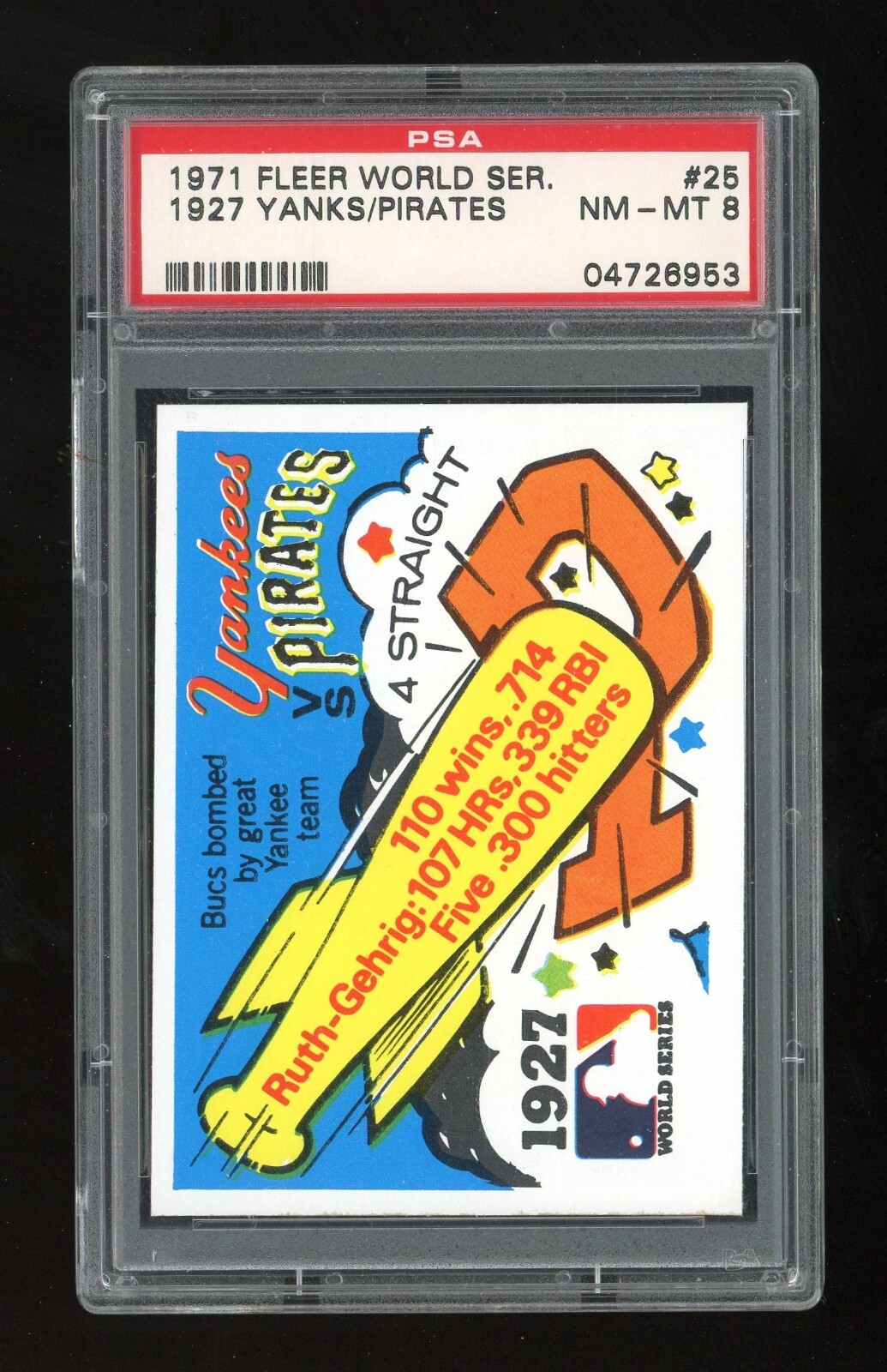 1971 Fleer World Series 1927 WS Yankees / Pirates PSA 8 NM