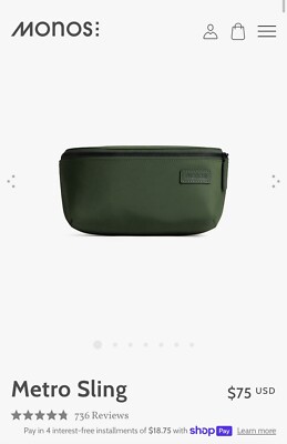 Monos Metro Sling Bag - New Without Tags - Juniper Green