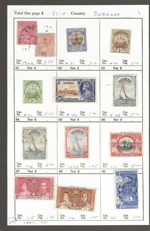 BERMUDA Classics...Sc #19/117...Mint & Used...1883/1937...13 Diff...SCV $31.15