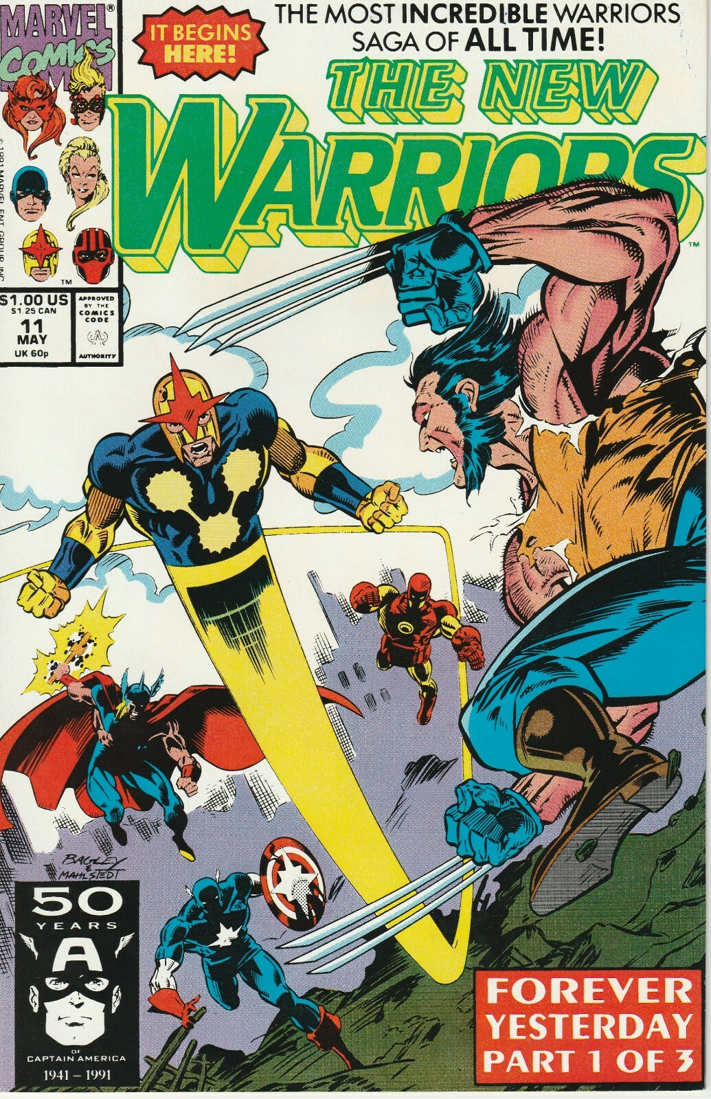 THE NEW WARRIORS #11 MAY 1991 YESTERDAY PART 1 OF 3 MARVEL
