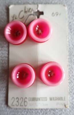 Four (4) Le Chic/B. Blumenthal 2-Tone Pink Buttons - 3/4'' Four-Hole, New/Vtg