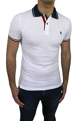 POLO UOMO DIAMOND BIANCO SLIM FIT MAGLIA MAN'S SHIRT ADERENTE CASUAL da XS a 3XL