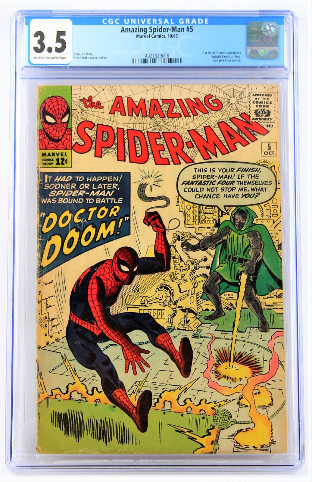 AMAZING SPIDER-MAN #5 1963 CGC 3.5 OFF WHITE TO WHITE 1ST DR AMAZING SPIDER-MAN #5 1963 CGC 3.5 OFF WHITE TO WHITE 1ST DR