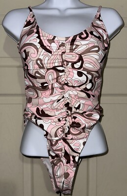 Refuge Multi Color Design - Vacation Padded One Piece Bathing Suit Size M - NWT