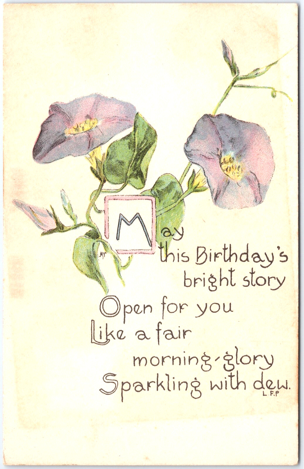 1923年のグリーティングカード ANTIQUE ORNAMENTAL POSTCARD HAPPY BIRTHDAY GREETINGS (1910s