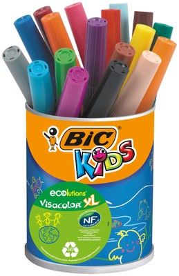 BIC Kids Visacolor XL ECOlutions Colouring Pens 18 Pot 18 Count (Pack of 1)