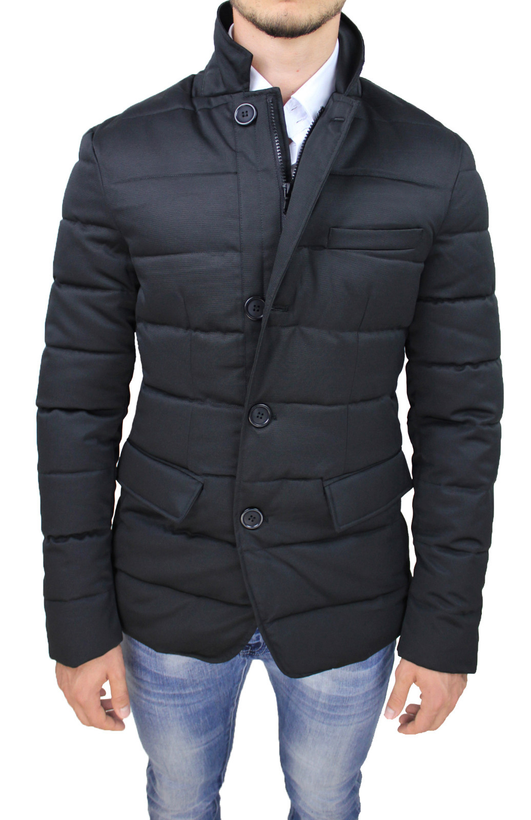 PIUMINO GIUBBOTTO UOMO SARTORIALE NERO INVERNALE GIUBBINO GIACCONE