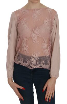 

Блузка PINK MEMORIES Розовый кружевной прозрачный топ с длинными рукавами IT48/US14/XXL 200 долларов США