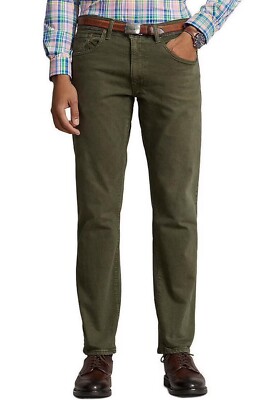 Ralph Lauren POLO Men's 42x32 Hampton Relaxed Fit Stretch Denim Jeans $115 GREEN