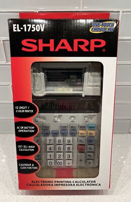 New!! SHARP #EL-1750V Electronic ''PRINTING CALCULATOR'' 12 Digit /2 Color Printer