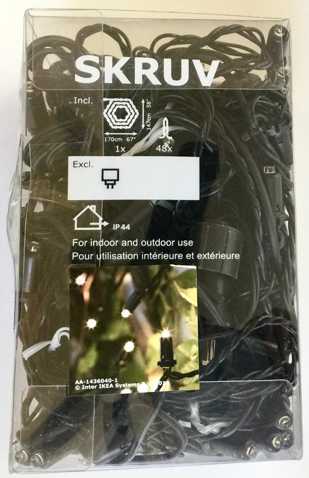 NIB IKEA SKRUV Outdoor LED Light Net with 48 Lights, Black