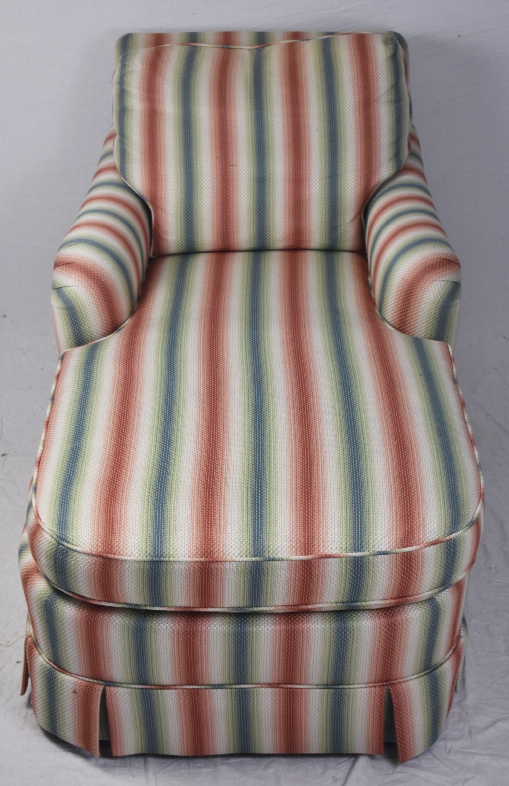 BAKER Upholstered Chaise Lounge with High End Colorful Stripped Fabric