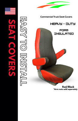 Universal Fit Seat Cover for Freightliner & International Truck- Red/Black