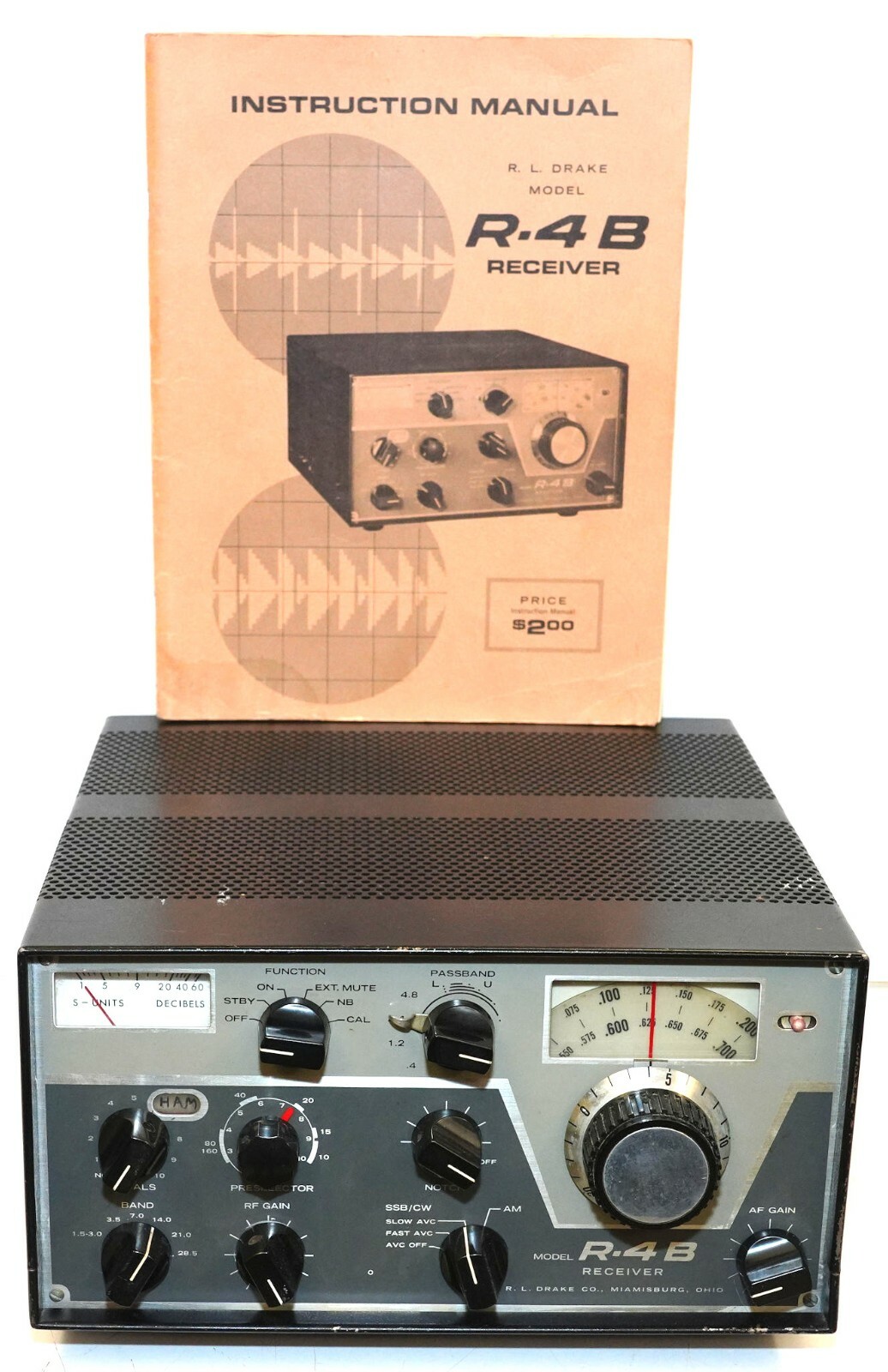 DRAKE R4B HF AM CW SSB TUBE RADIO RECEIVER w/ BLUE LED BULBS