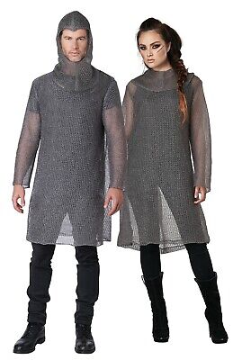 Metallic Knit Chainmail Tunic and Cowl Medieval Renaissance Adult Costume