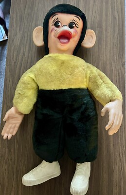 VINTAGE MR BIM PLUSH ZIPPY CHIMP  MONKEY 15'' TALL 1950s DOLL ORIGINAL OWNER
