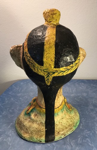 VINTAGE PAPER MACHE FEMALE BUST STATUE INDIAN HINDU SIAMESE THAI BALI?~SCULPTURE