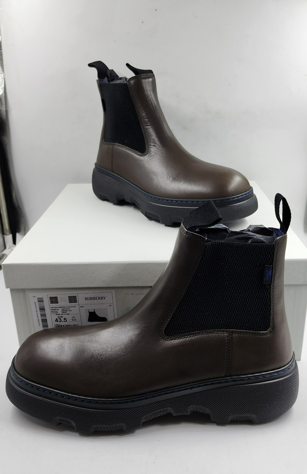 Burberry Mini Creeper Leather Ankle Boots Men's 10.5US Coffee Brown Round Toe - Picture 2 of 17
