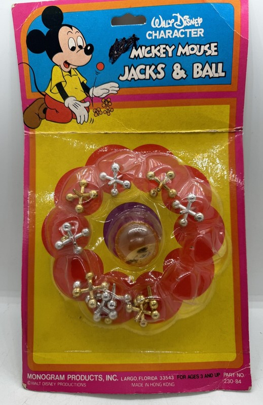 NOS Vintage Monogram Products Walt Disney Mickey Mouse Jacks