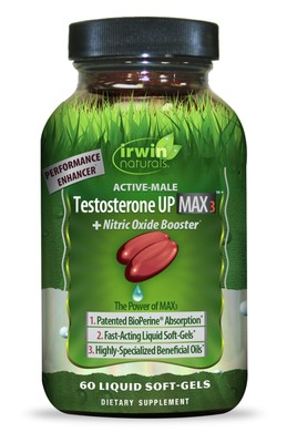 Irwin Naturals Testosterone Up Max3 + усилитель оксида азота 60 жидких капсул