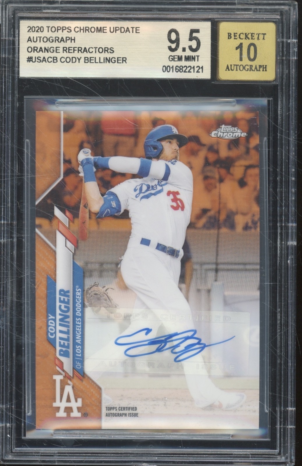2020 Topps Chrome Update Refractor Cody Bellinger 7/25 Gem Mint BGS 9.5 10 Auto
