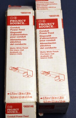 PROJECT SOURCE Conduit Power Feed Connector Matte White # 0650146 Lot Of 2