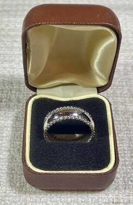 18ct White Gold palladium Alloy Mix Hallmarked Band Ring  Size P1/2 NEW 