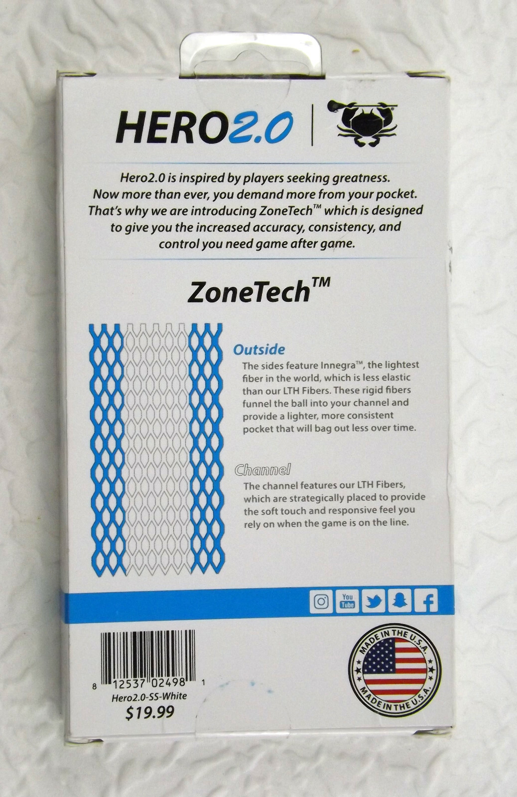 Hero 2.0 Mesh White Lacrosse ECD East Coast Dyes ZoneTech New [GS G]